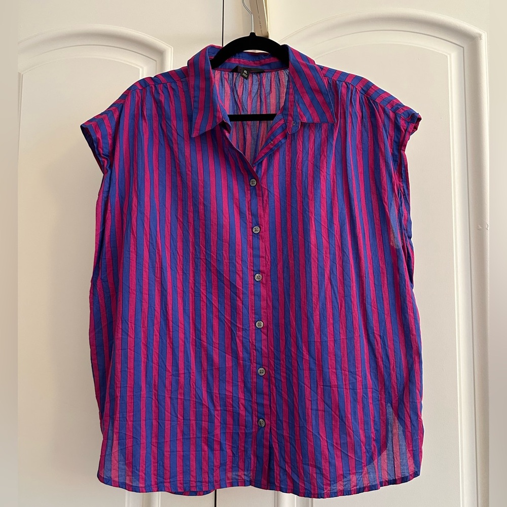 Banana Republic Striped Pink and Blue Women's Top